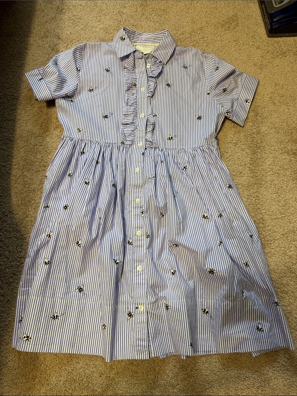 kate spade Blue and White Striped Midi Dress with Bee Embroidery